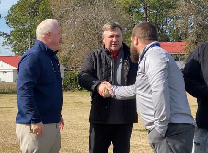 Kirby Smart visits Brunswick High School.